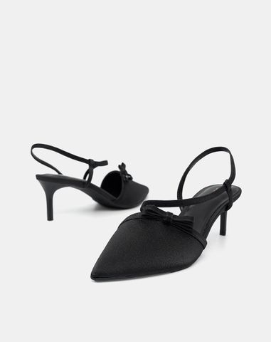  Giày Cao Gót Slingback Phối Nơ Trang Trí 