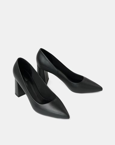  Giày Cao Gót Pump Gót Trụ Mũi Nhọn 
