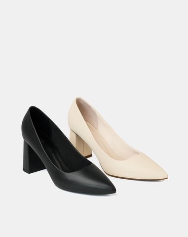  Giày Cao Gót Pump Gót Trụ Mũi Nhọn 