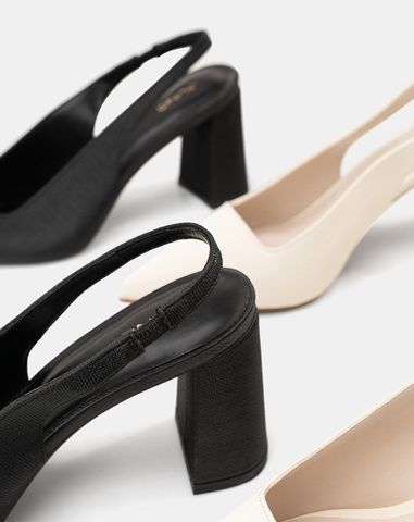  Giày Cao Gót Slingback Gót Trụ 