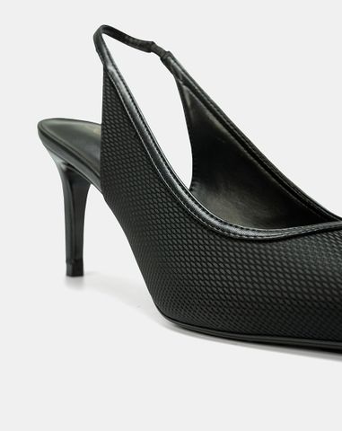  Giày Cao Gót Slingback Phối Chất Liệu Đan 
