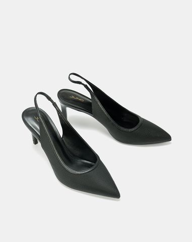  Giày Cao Gót Slingback Phối Chất Liệu Đan 