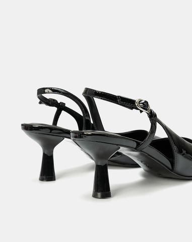  Giày Cao Gót Slingback Phối Liệu Bóng 
