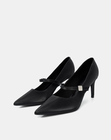  Giày Cao Gót Pump Gót Thanh Phối Quai Trang Trí 