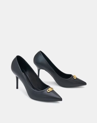  Giày Cao Gót Pump Phối Khóa Trang Trí 