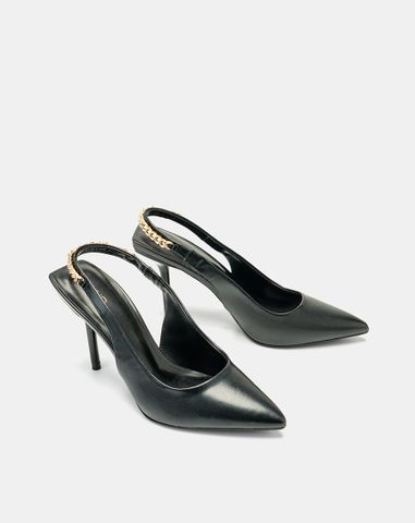 Giày Cao Gót Slingback Phối Xích 