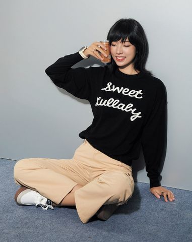  Áo dệt kim oversized tay dài 