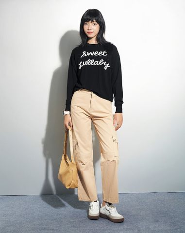  Áo dệt kim oversized tay dài 