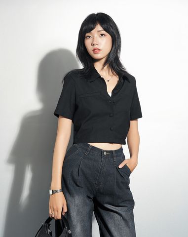  Áo Sơmi tay ngắn dáng crop 