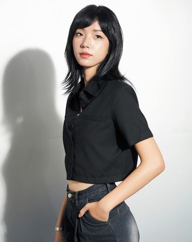  Áo Sơmi tay ngắn dáng crop 