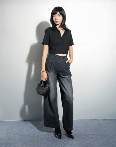  Áo Sơmi tay ngắn dáng crop 