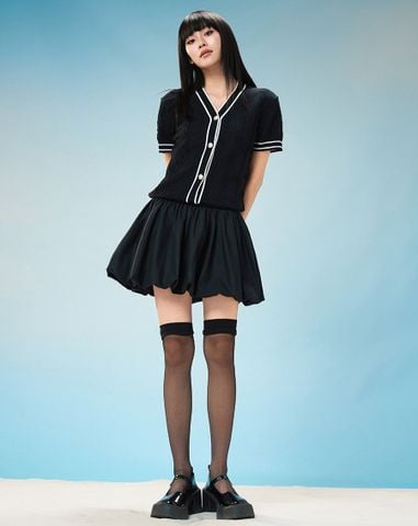  Áo dệt kim cổ V kiểu vặn thừng 