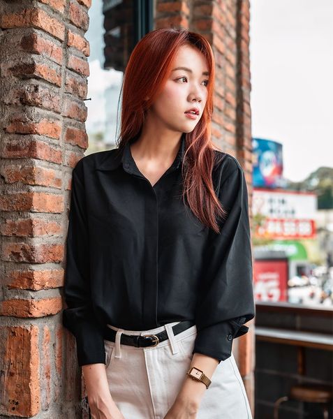  Áo sơ mi basic nẹp nút giấu 