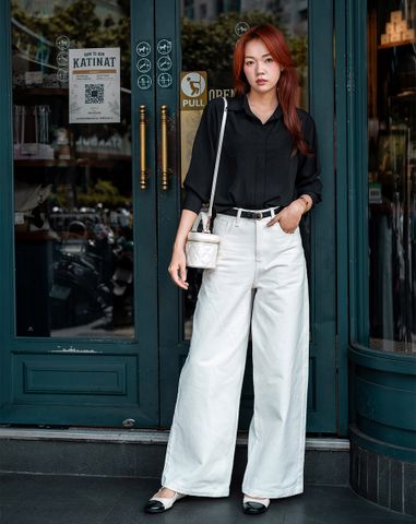  Áo sơ mi basic nẹp nút giấu 