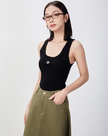  Áo thun tanktop thêu chữ J cách điệu 