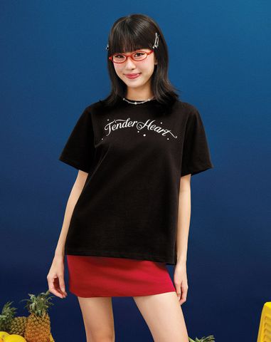  Áo thun form Regular tay ngắn in silicon Tender Heart 