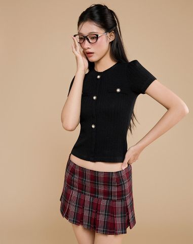  Áo thun tay phồng phối nút kiểu 