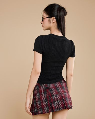  Áo thun tay phồng phối nút kiểu 