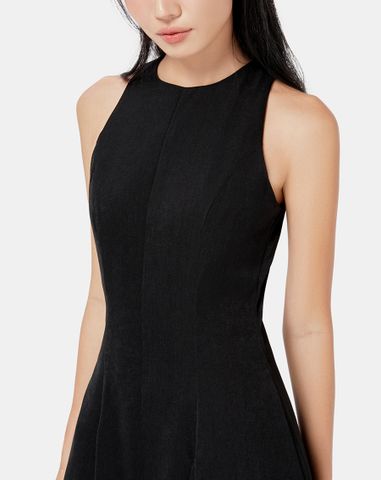  Đầm maxi cổ yếm form xòe 