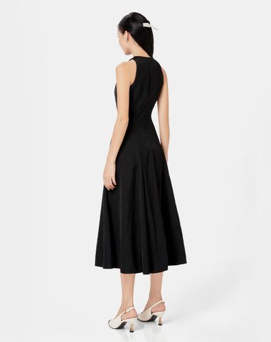  Đầm maxi cổ yếm form xòe 