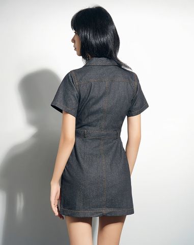  Đầm mini tay ngắn nút J 