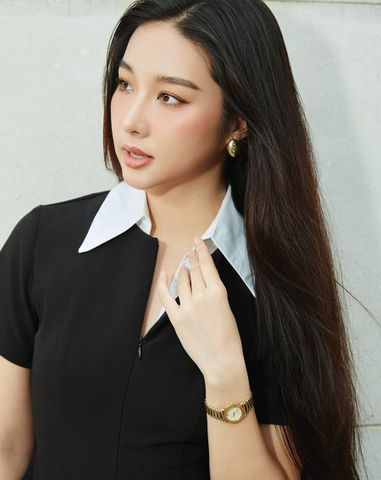  Đầm Mini phối cổ sơmi 