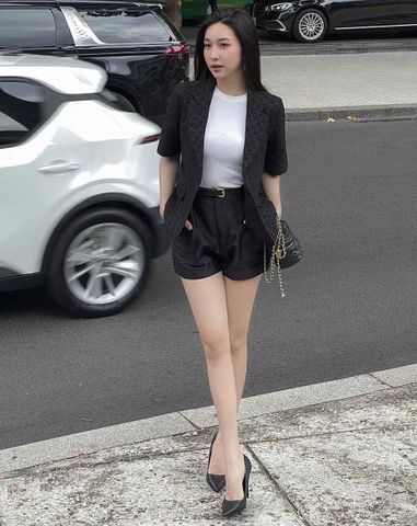  Áo vest xốp nổi hoa văn tay ngắn 