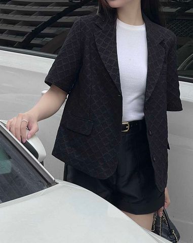  Áo vest xốp nổi hoa văn tay ngắn 