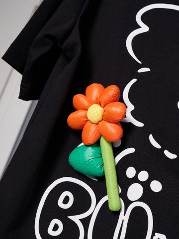  Áo thun unisex Newzy Wonder oversized 100% cotton đính bông hoa NZATH008 