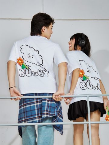  Áo thun unisex Newzy Wonder oversized 100% cotton đính bông hoa NZATH008 