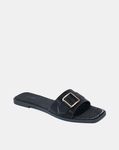  Dép mũi vuông khóa trang trí 