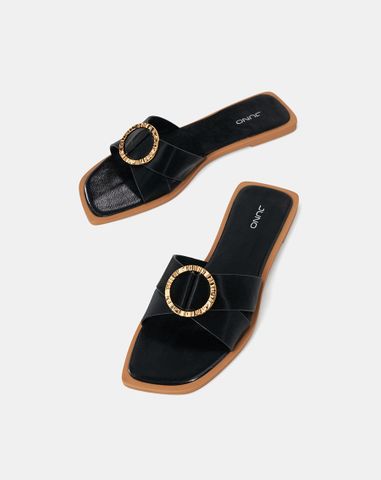  Giày Sandal Bệt Gắn Khoá Trang Trí 