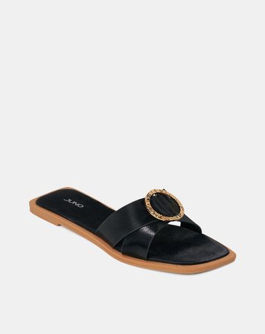  Giày Sandal Bệt Gắn Khoá Trang Trí 