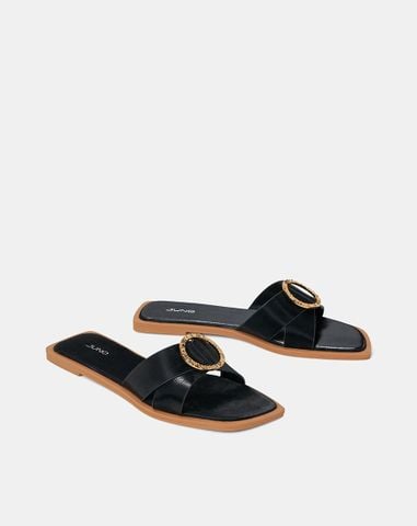  Giày Sandal Bệt Gắn Khoá Trang Trí 