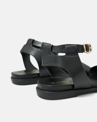  Giày Sandal Đế Bệt Quai Cổ Chân Phối Quai Ngang 