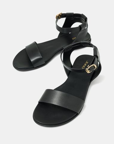  Giày Sandal Đế Bệt Quai Cổ Chân Phối Quai Ngang 