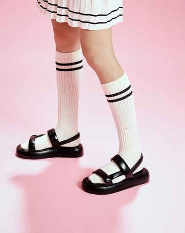  Giày Sandal Đế Bằng Quai Ngang 