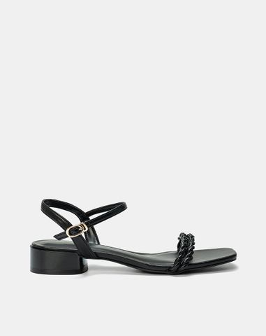  Giày Sandal Gót Thấp Phối Hai Quai Xoắn 