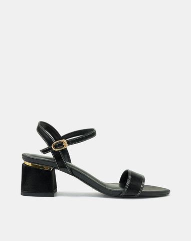  Giày Sandal Gót Vuông Quai Ngang Bản Lớn Quai Cổ Chân 