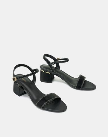  Giày Sandal Gót Vuông Quai Ngang Bản Lớn Quai Cổ Chân 