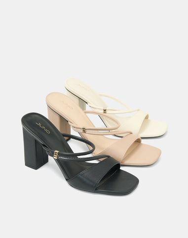  Giày Sandal Gót Vuông Phối Quai Kiểu 