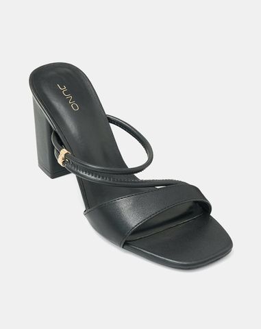  Giày Sandal Gót Vuông Phối Quai Kiểu 