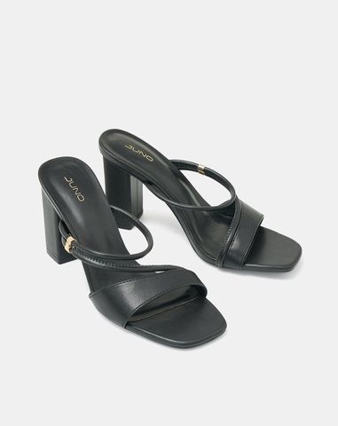  Giày Sandal Gót Vuông Phối Quai Kiểu 