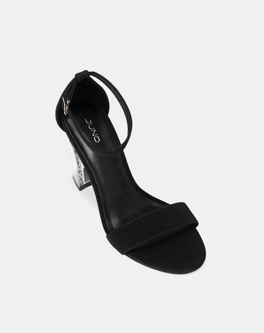  Giày Sandal Gót Trụ Quai Cổ Chân Phối Quai Ngang 