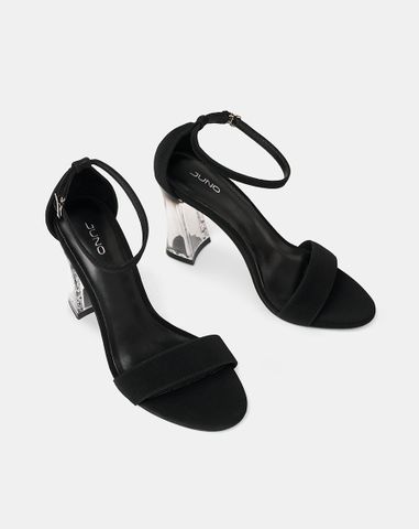 Giày Sandal Gót Trụ Quai Cổ Chân Phối Quai Ngang 