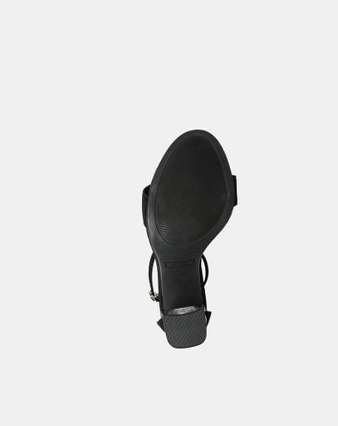  Giày Sandal Gót Trụ Quai Cổ Chân Phối Quai Ngang 