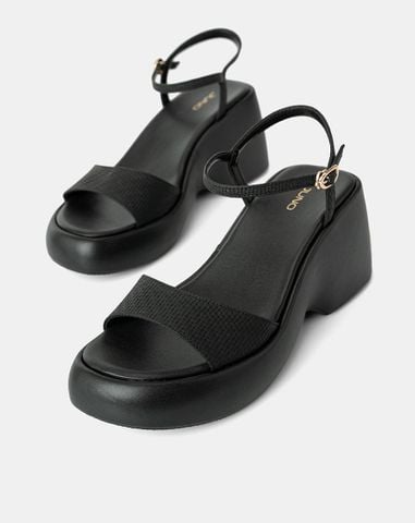  Giày Sandal Xuồng Quai Bản Lớn Phối Quai Cổ Chân 
