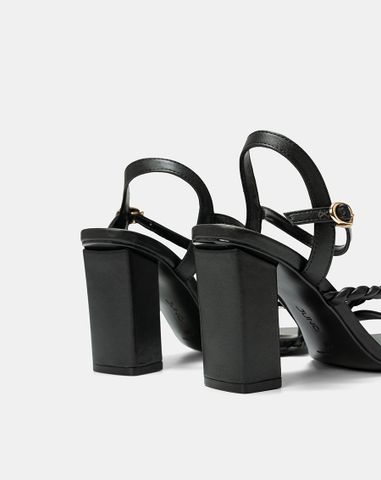  Giày Sandal Gót Cao Phối Quai Xoắn 