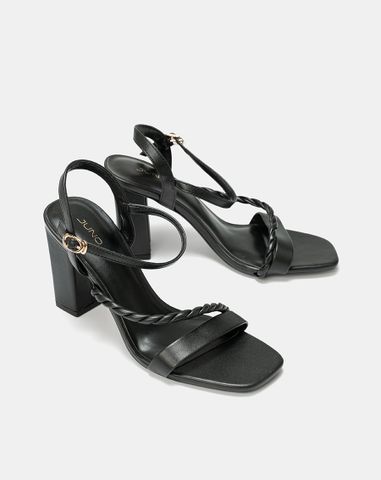  Giày Sandal Gót Cao Phối Quai Xoắn 