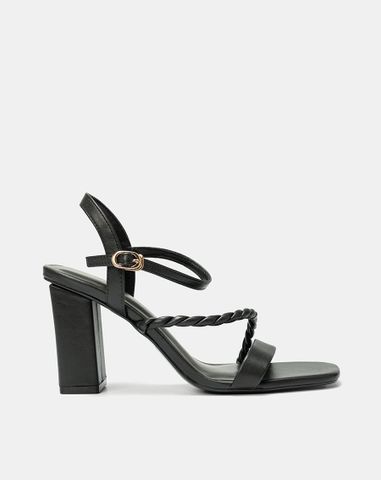  Giày Sandal Gót Cao Phối Quai Xoắn 